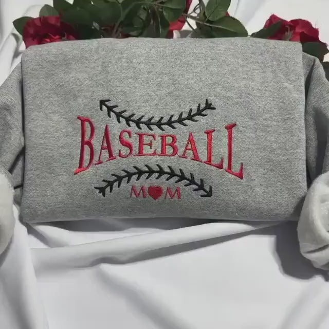 Baseball mom embroidered sweatshirt; Baseball lover gift for her/mom embroidered crewneck